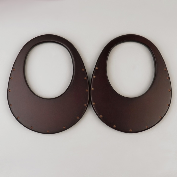 Ручки для сумки деревянные, d = 18 &times; 14,5 / 9 &times; 10,5 см, 2 шт, цвет коричневый