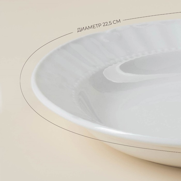 Набор фарфоровых тарелок SL Home &laquo;Винтаж фрэнч&raquo;, d=22,5 см, цвет белый