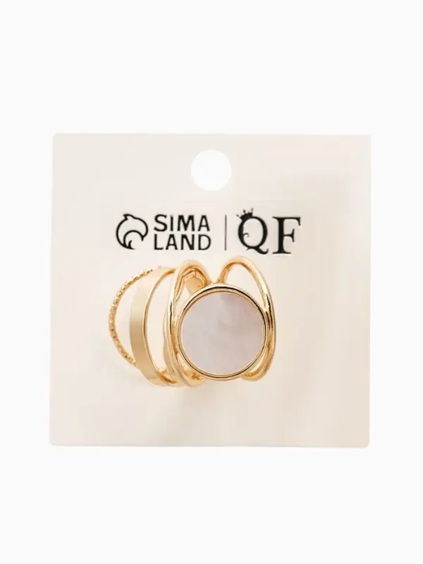 Набор колец 3 шт "Новый стиль" линии, размер МИКС, цвет белый в золоте