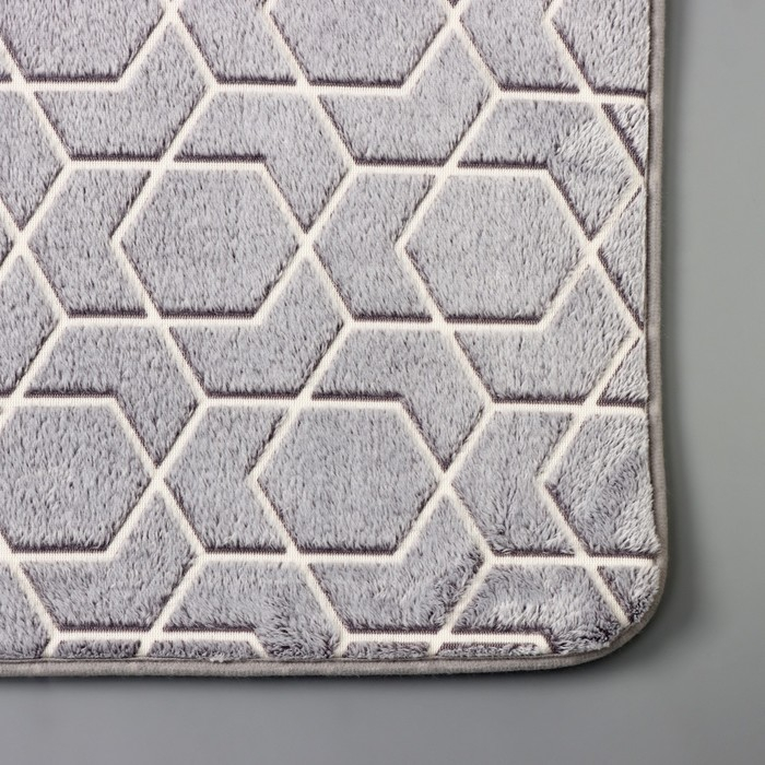 Коврик для ванной светящийся в темноте Доляна &laquo;Светящиеся фигуры&raquo;, 50&times;80 см, цвет серый