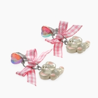 Серьги-клипсы детские "Выбражулька" Слон с бантом клетка и кристалом сердце, цветные Серьги-клипсы детские "Выбражулька" Слон с бантом клетка и кристалом сердце, цветные