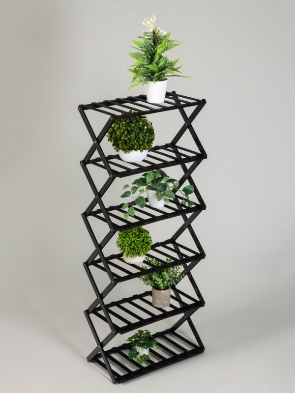 Подставка для цветов Greengo, 6 полок, 50 &times; 25 &times; 110 см, напольная, бамбук, чёрная