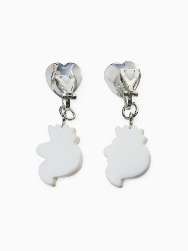 Серьги-клипсы детские "Выбражулька" единорог драгоценность с сердцем кристалл, цвет жёлто-белый