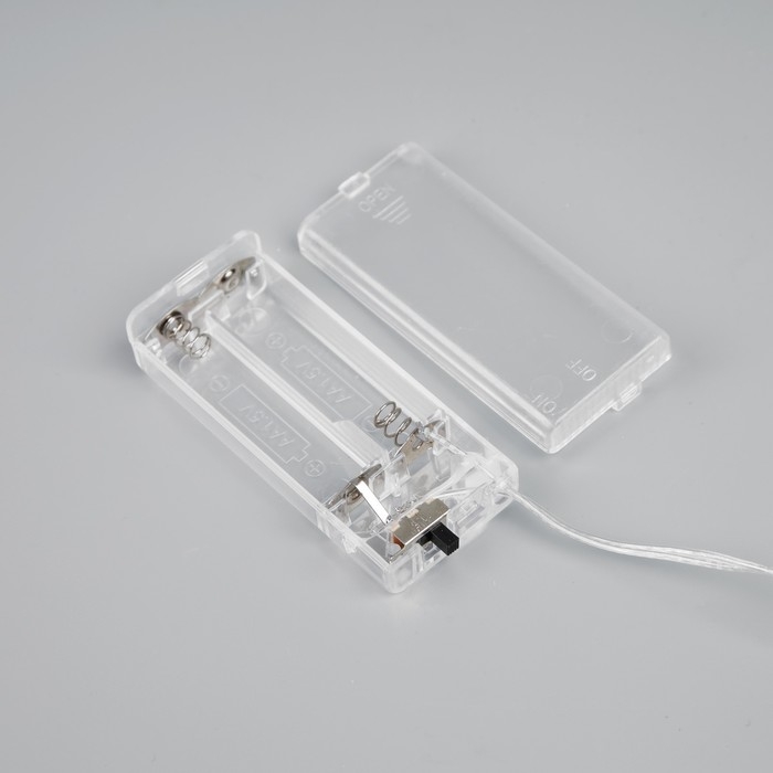 Гирлянда &laquo;Нить&raquo; 2 м роса с насадками &laquo;Прищепки-цветы&raquo;, IP20, серебристая нить, 20 LED, батарейки ААх2 (нет в комплекте), свечение тёплое белое