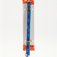 Комплект  "Большая лапа", ширина 1 см, поводок  120 см, шлейка 25-36 см, сине-зелёный