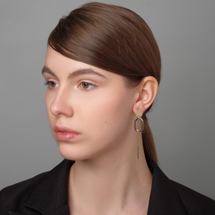 Серьги висячие &laquo;Притяжение&raquo; стиль, цвет золото, 7,6 см