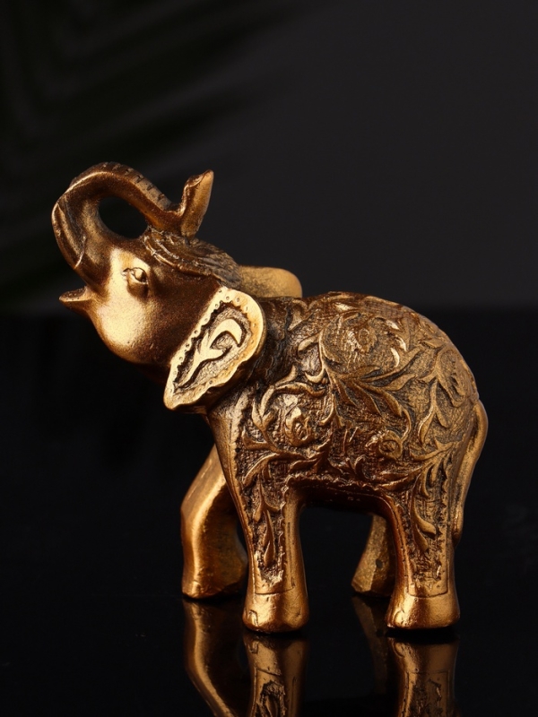 Фигура "Слон резной" 10х9,5х3 см, бронза