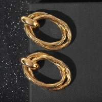 Серьги металл &laquo;Геометрия&raquo; овалы переплетённые, цвет золото