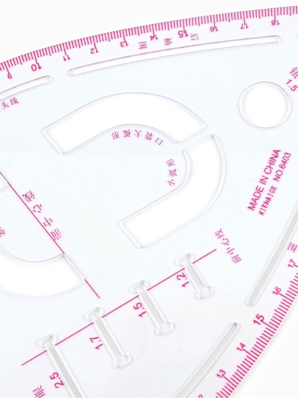 Лекало портновское метрическое &laquo;Капля&raquo;, с проймой, 20,5 &times; 13,3 см, толщина 0,5 мм, цвет прозрачный