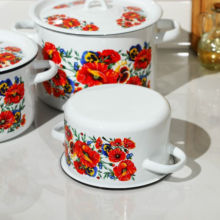 Набор кастрюль &laquo;Маки. Мечта&raquo;, 3 предмета: 1,5 л, 2,9 л, 4,5 л, индукция