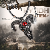 Кулон-амулет &laquo;Помпеи&raquo; рога, цвет красный в чернёном серебре, 70 см