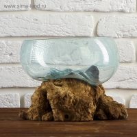 Вазон стекло на дереве "Забота" 20х25х25 см, МИКС