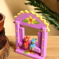 Сувенир &laquo;Зайки на качелях&raquo;, 11&times;5.4&times;14.4 см, дерево, сиреневый