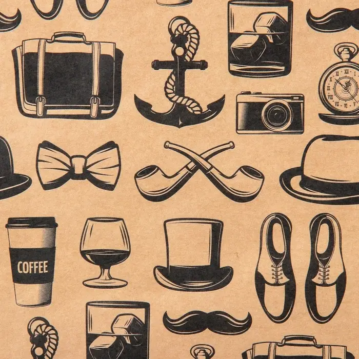 Бумага упаковочная крафтовая &laquo;Мужские атрибуты&raquo;, 50 х 70 см