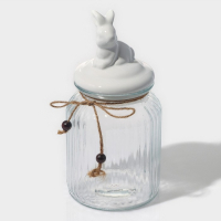 Банка стеклянная для хранения сыпучих продуктов Доляна &laquo;Зайка&raquo;, 950 мл, с керамической крышкой