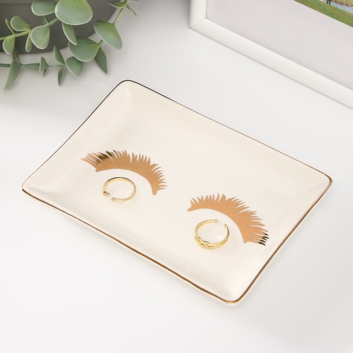 Сувенир керамика подставка под кольца Сувенир керамика подставка под кольца "Ресницы" 14х9х1,6 см