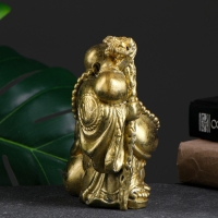 Фигура "Бог Хотей №1 с мешком и посохом" золото, 16х14х10см Фигура "Бог Хотей №1 с мешком и посохом" золото, 16х14х10см