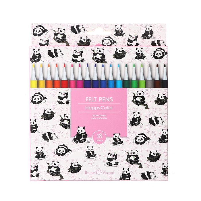 Фломастеры 18 цветов Happycolor, МИКС