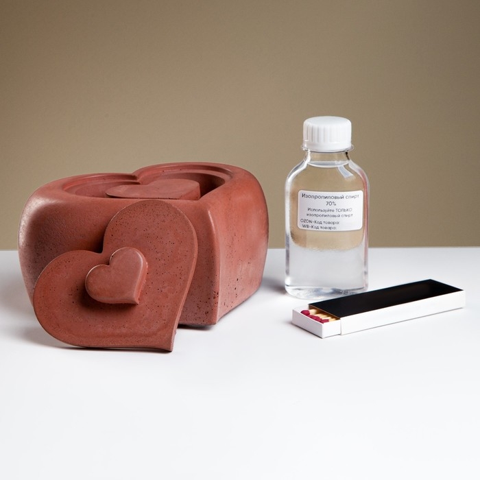 Биокамин настольный "Сердце" 17 х 8 см, топливо и спички в комплекте