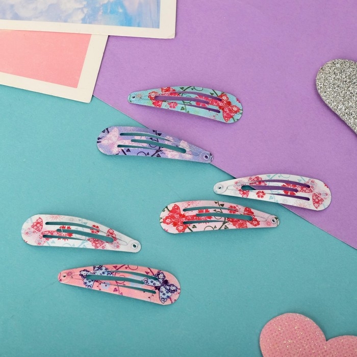 Невидимки для волос "Милана" (набор 10 шт) бабочки, 4,5 см