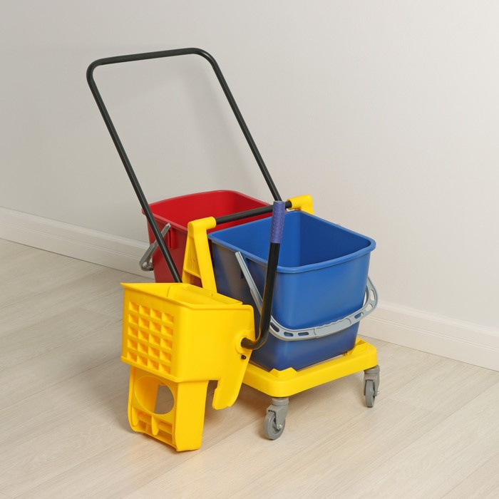 Тележка уборочная двухведерная, с отжимом, 46 л Тележка уборочная двухведерная, с отжимом, 46 л