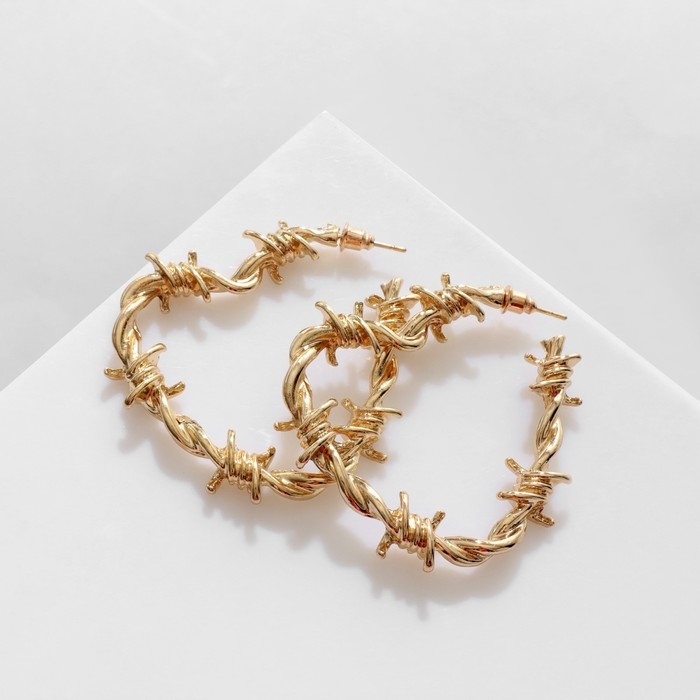 Серьги металл &laquo;Проволока&raquo; колючая, цвет золото