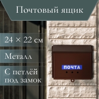 Ящик почтовый без замка (с петлёй), горизонтальный &laquo;Письмо&raquo;, коричневый