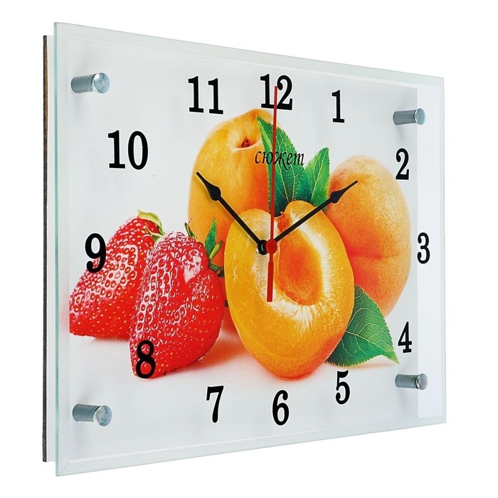Часы-картина настенные, интерьерные "Абрикосы и клубника", бесшумные, 25 х 35 см