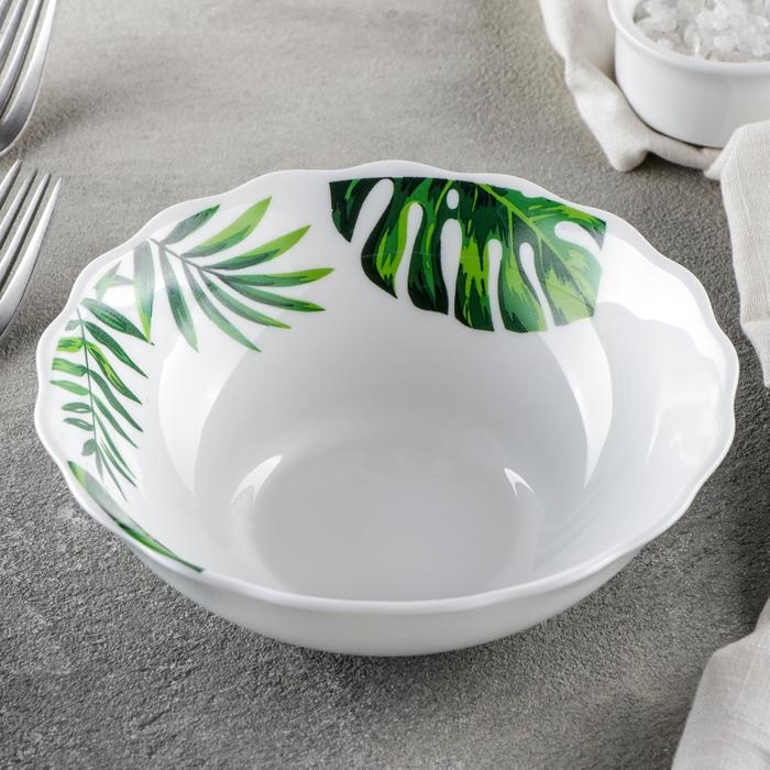 Салатник Доляна &laquo;Лист папоротника&raquo;, 430 мл, d=15,5 см, стеклокерамика