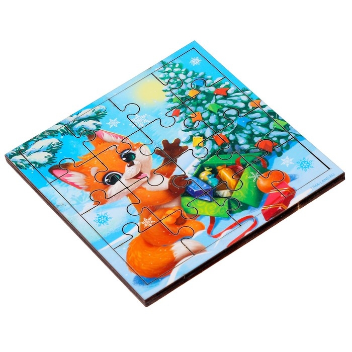 Деревянный пазл &laquo;Новый год! Лисёнок с подарками&raquo;