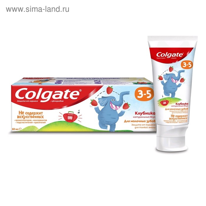 Зубная паста Colgate &laquo;Клубника&raquo;, детская, от 3-5 лет, с фторидом, 60 мл