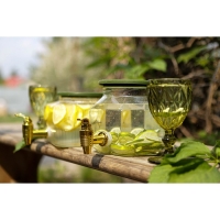 Диспенсер для напитков стеклянный &laquo;Листок&raquo;, 2,5 л, 18&times;12&times;15 см