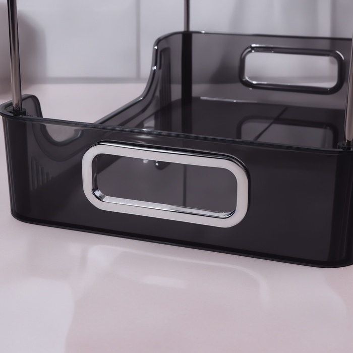 Органайзер для хранения, с ручками, 2 секции, 31 &times; 20 &times; 29 см, цвет чёрный/серебристый