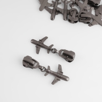 Бегунок автоматический для металлической молнии, №5, декоративный &laquo;Самолёт&raquo;, 10 шт, цвет чёрный никель