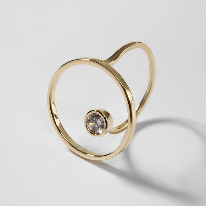 Кольцо &laquo;Тренд&raquo; круг, цвет белый в золоте, безразмерное
