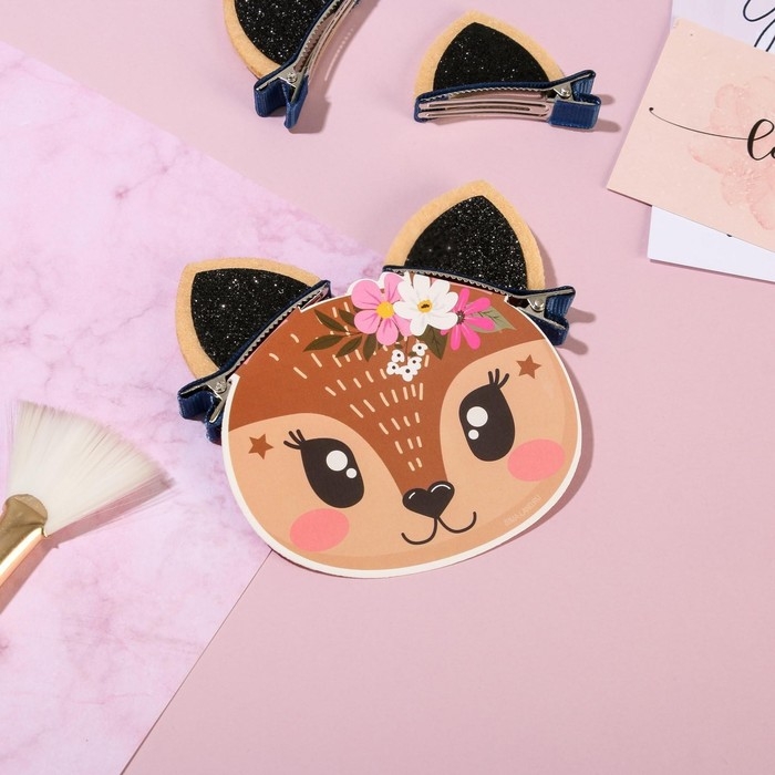 Заколки для волос ушки &laquo;Олененок&raquo;, 2 шт, 4 х 5 см