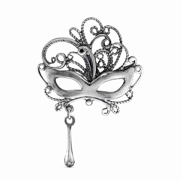 Брошь &laquo;Маска&raquo; посеребрение с оксидированием