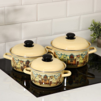 Набор эмалированных кастрюль «Старый город», 3 предмета: 1,5 л, 2 л, 3 л, индукция Набор эмалированных кастрюль «Старый город», 3 предмета: 1,5 л, 2 л, 3 л, индукция