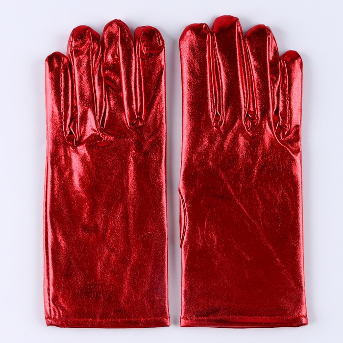Перчатки женские, цвет красный, металлик, искусственная кожа Перчатки женские, цвет красный, металлик, искусственная кожа