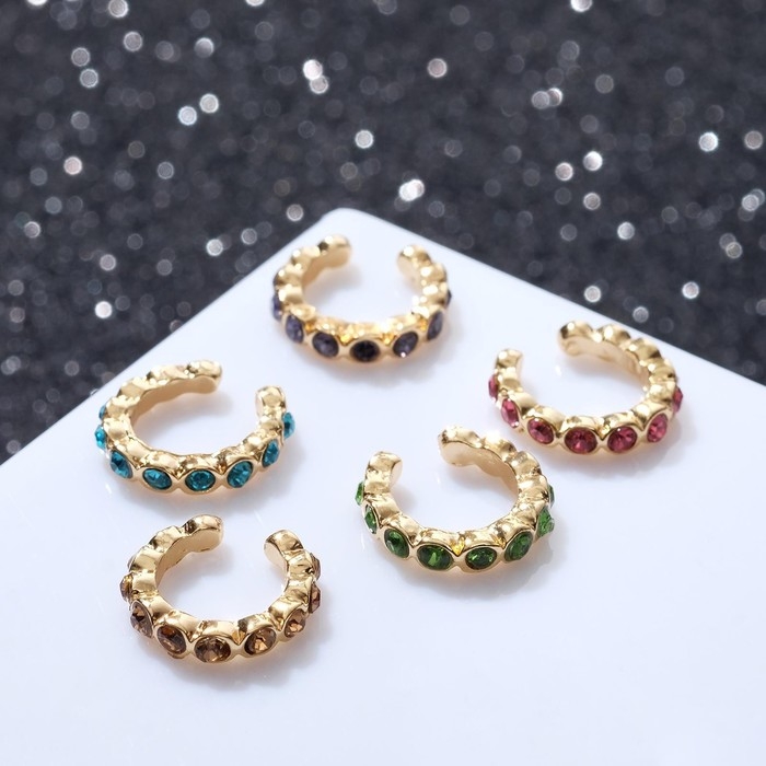 Серьги &laquo;Каффы&raquo; манжеты, набор 5 шт., цветные в золоте