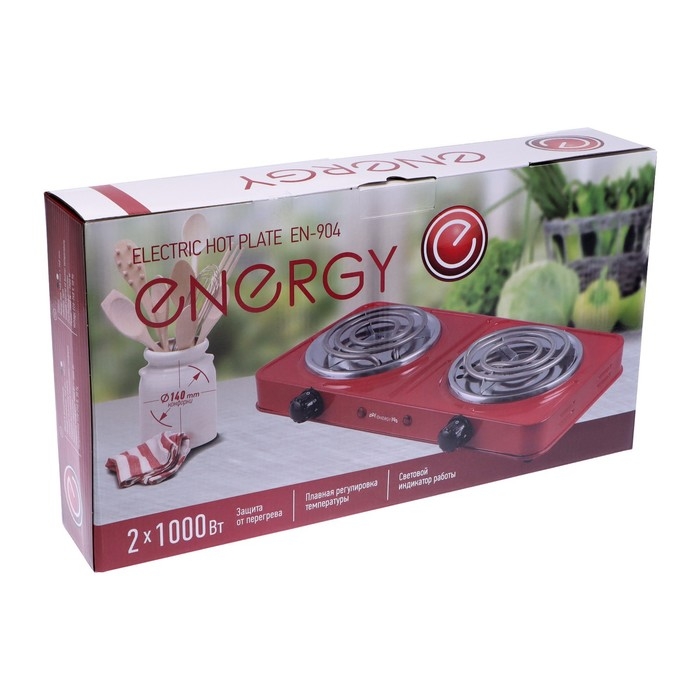 Плитка электрическая ENERGY EN-904B, 2000 Вт, 2 конфорки, чёрная Плитка электрическая ENERGY EN-904B, 2000 Вт, 2 конфорки, чёрная