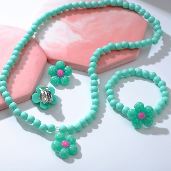 Набор детский &laquo;Выбражулька&raquo; 3 предмета: клипсы, кулон, браслет, цветок ромашки, цвета МИКС