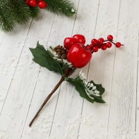 Декор "Зимние грезы" яблоко ягоды шишка зелень, 19 см Декор "Зимние грезы" яблоко ягоды шишка зелень, 19 см
