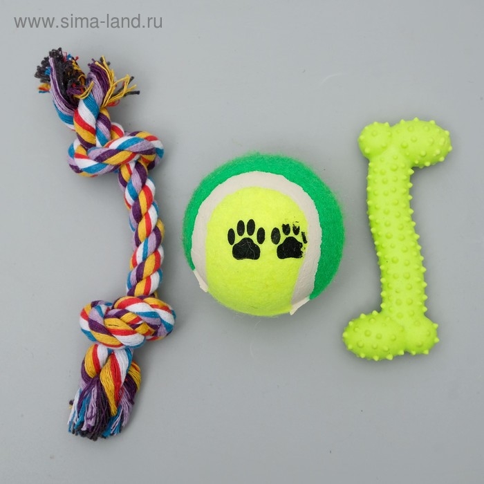 Набор игрушек для собак, 3 шт, микс цветов Набор игрушек для собак, 3 шт, микс цветов
