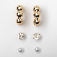 Серьги набор 3 пары &laquo;Топ&raquo; бьюти, цвет белый в золоте