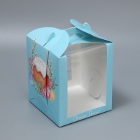 Коробка под маленький торт, кондитерская упаковка, &laquo;Пасха&raquo;, 15 х 15 х 18 см