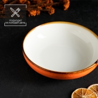 Тарелка глубокая фарфоровая Magistro &laquo;Церера&raquo;, 1,1 л, d=22 см, цвет оранжевый