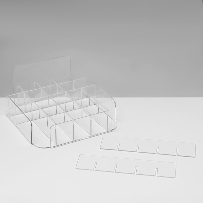 Подставка под помаду на 25 шт., 15&times;15,5&times;8 см, оргстекло 2 мм, В ЗАЩИТНОЙ ПЛЁНКЕ