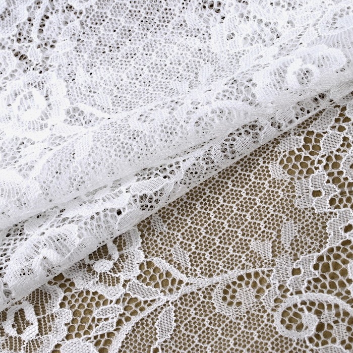 Кружевная эластичная ткань, 195 мм &times; 2,7 &plusmn; 0,5 м, цвет белый