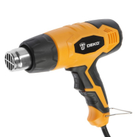 Фен технический DEKO HG2200W, 2200 Вт, 300/500 л/мин, 350/600 &deg;С, 3 насадки
